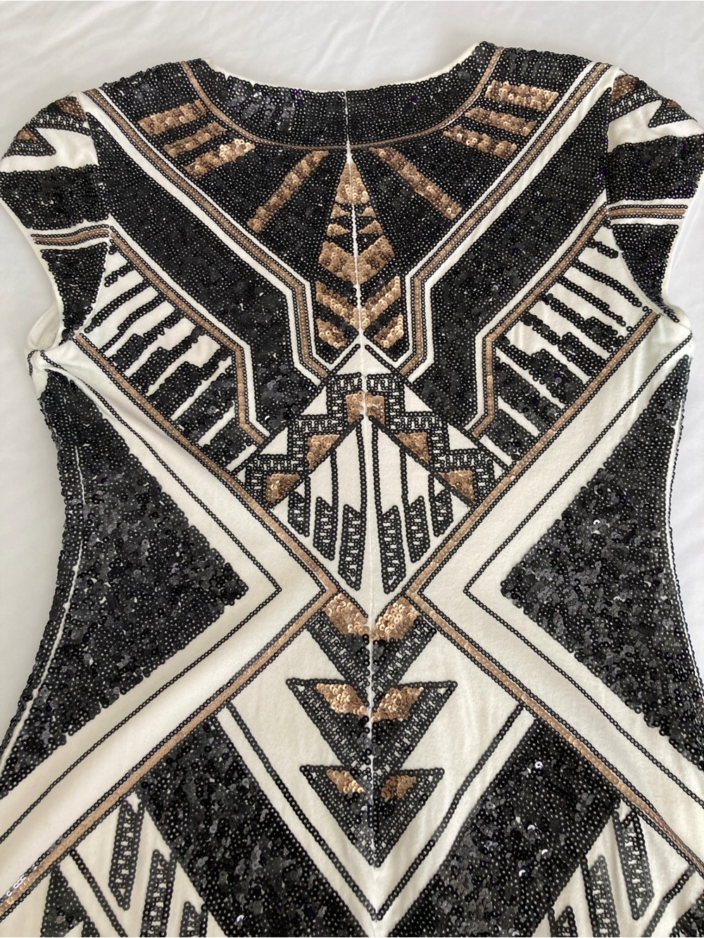 Express Sequin White and Silver Dress
